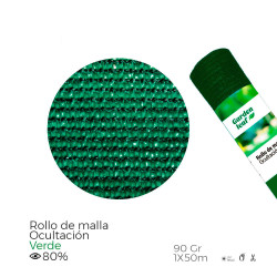 Rollo de malla de ocultacion color verde 90g 1x50m edm