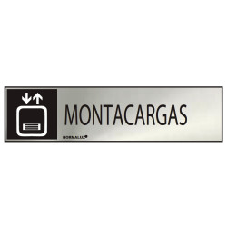 Cartel informativo "montacargas" (inox adhesivo 0.8mm) 5x20cm normaluz