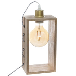 Lámpara rectangular de madera de sobremesa e27