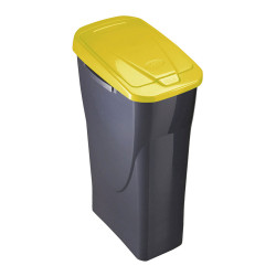 Cubo 15 litros ecobin con tapa color negro/amarillo 20x31x42cm mondex