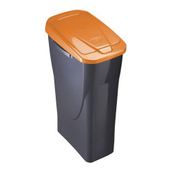 Cubo 15 litros ecobin con tapa color negro/naranja 20x31x42cm mondex