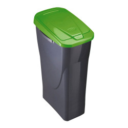 Cubo 15 litros ecobin con tapa color negro/verde 20x31x42cm mondex