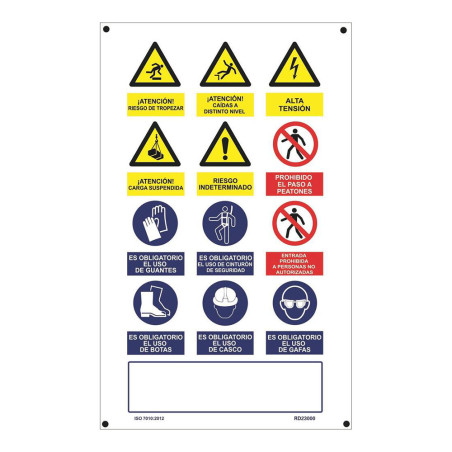 Cartel obra múltiple vertical pvc 0,4mm 500x900mm normaluz