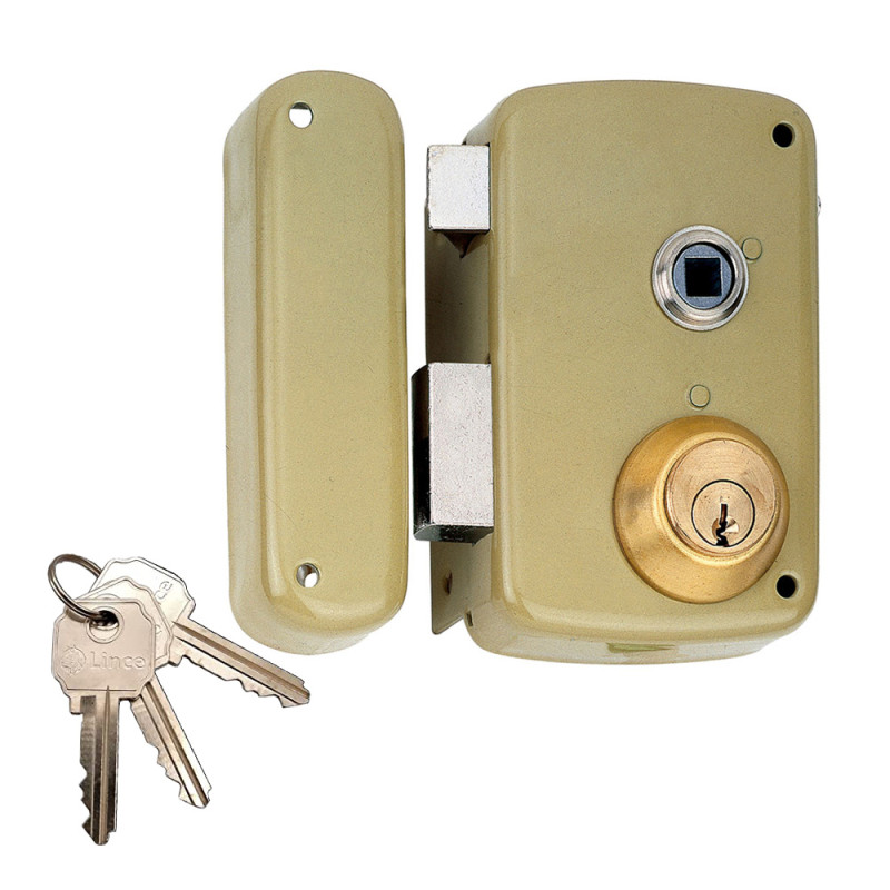 Cerradura sobreponer con cilindro 5056b entrada 70mm. mano izquierda 95056bhe70i lince