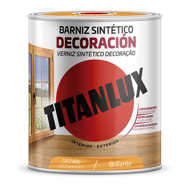 Barniz sintético decoración brillante castaño 750ml titanlux m10100134