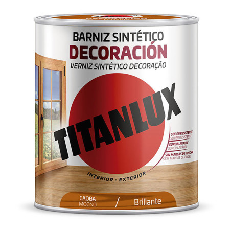 Barniz sintético decoración brillante caoba 750ml titanlux m10100434