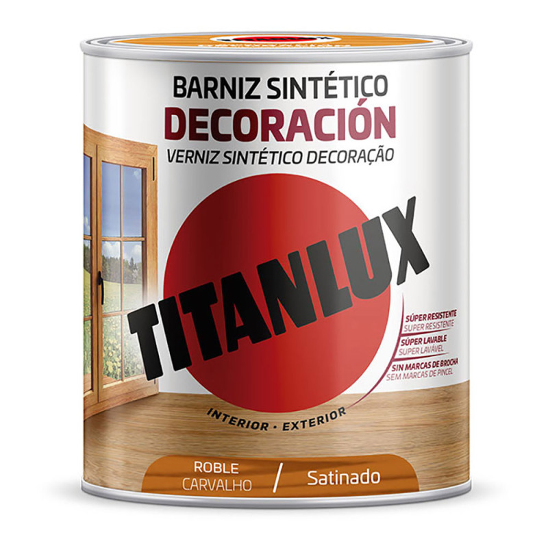 Barniz sintético decoración satinado roble 750ml titanlux m11100234