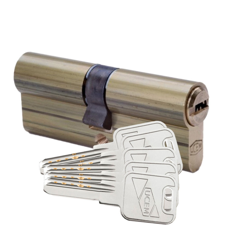 Cilindro de seguridad europerfil 33x33mm latón, leva larga. 2000s2lp3333ll ucem