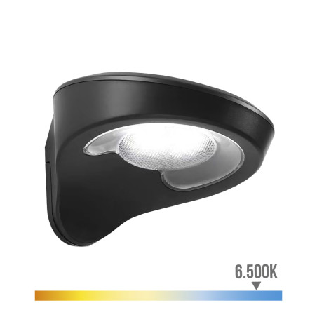 Aplique solar 1,8w 155lm 6500k con sensor color negro edm