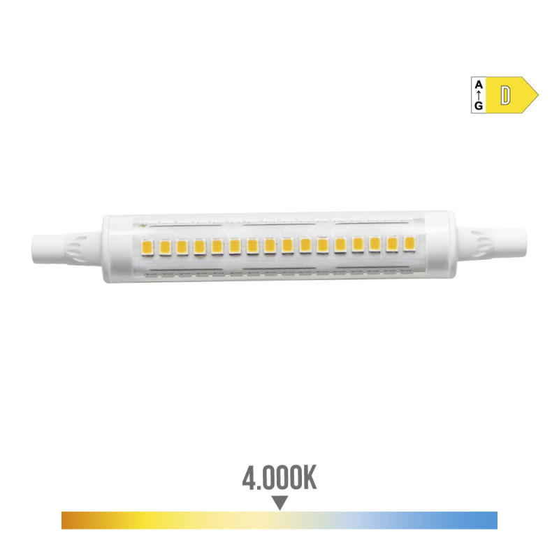 Bombilla lineal led 118mm r7s 9w 1100lm 4000k luz dia ø1,5x11,8cm edm
