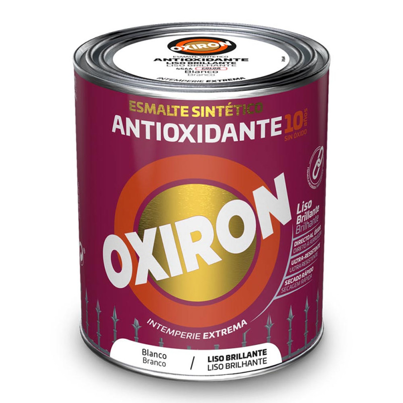 Esmalte sintético metálico antioxidante oxiron liso brillante blanco 750ml titan 5809078