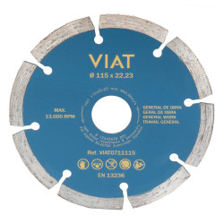 Disco de diamante segmentado general de obra para corte en seco. medidas: ø115x2x22,23mm viat0711115 viat