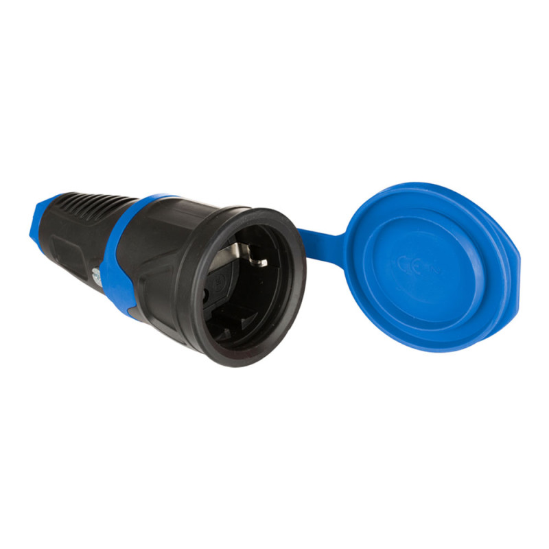Base aerea de caucho con tapa 16a 250v t/tl ip54 4,8mm negr. solera 57