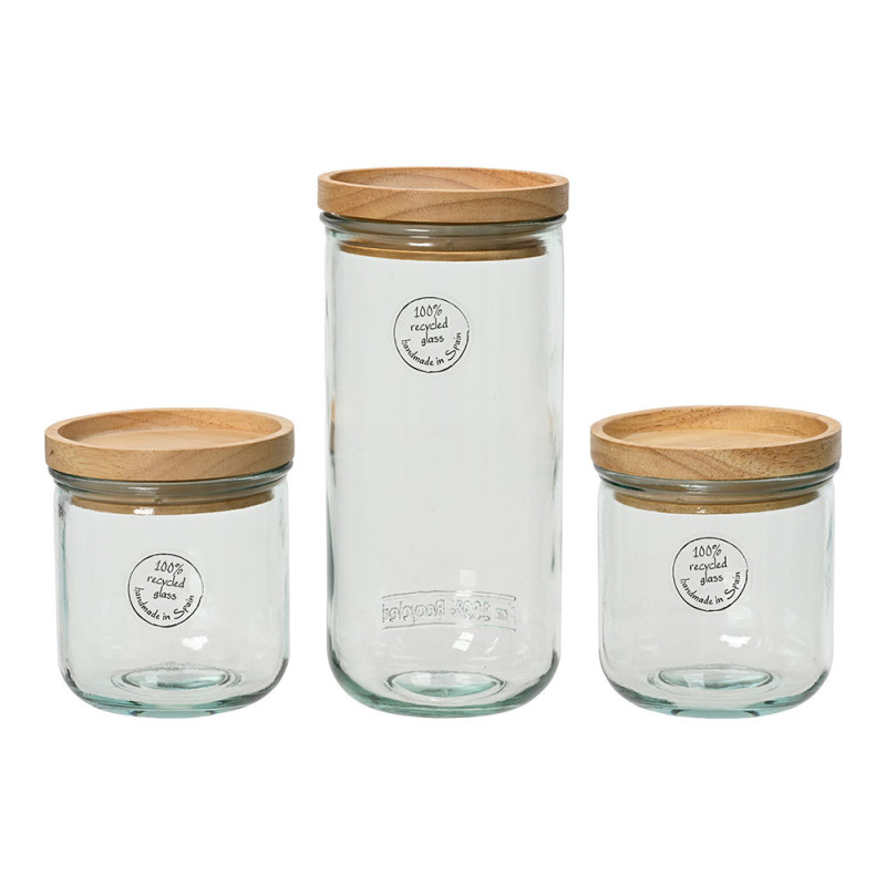 Set de 3 tarros de almacenamiento 100% de cristal reciclado 869702