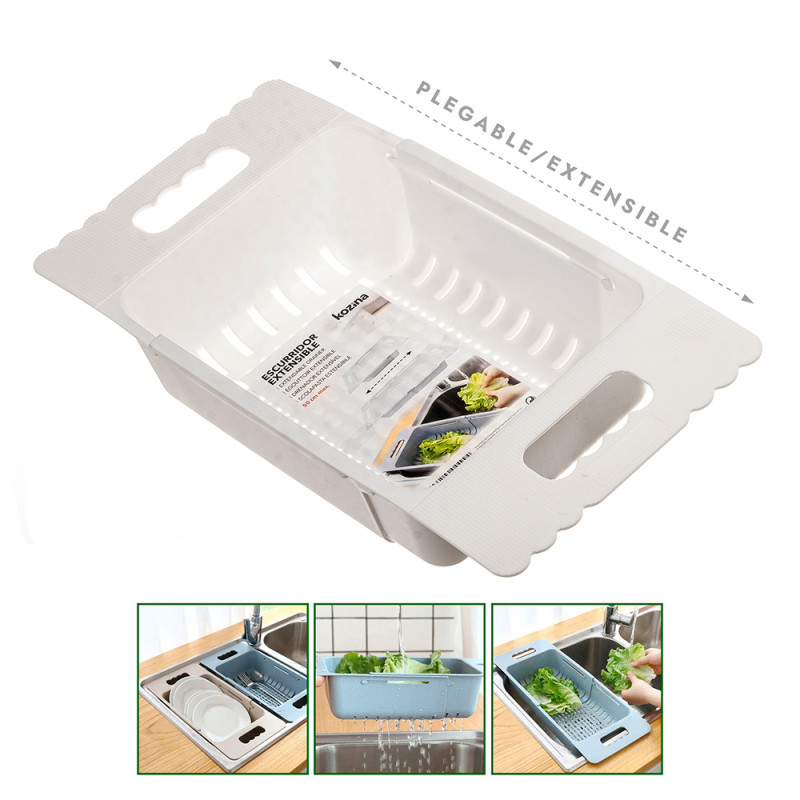 Escurridor para fregadero extensible 23-36 max blanco 50x18,5x8cm kozina