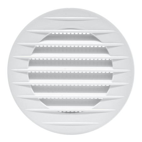 Rejilla ventilación redonda, abs, empotrable con mosquitera ø70mm blanca