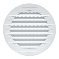 Rejilla ventilación redonda empotrable, abs, con mosquitera ø90mm blanca