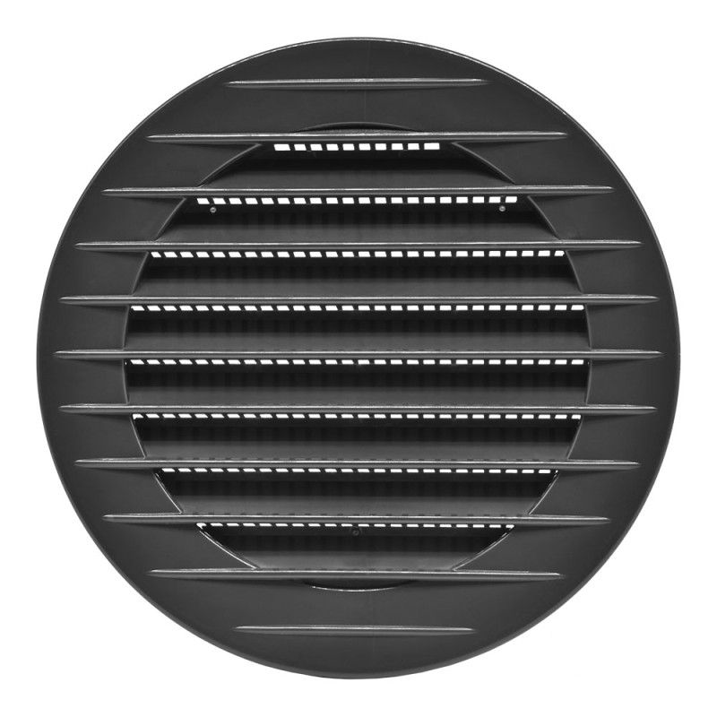 Rejilla ventilación redonda empotrable con mosquitera ø90mm abs gris antracita