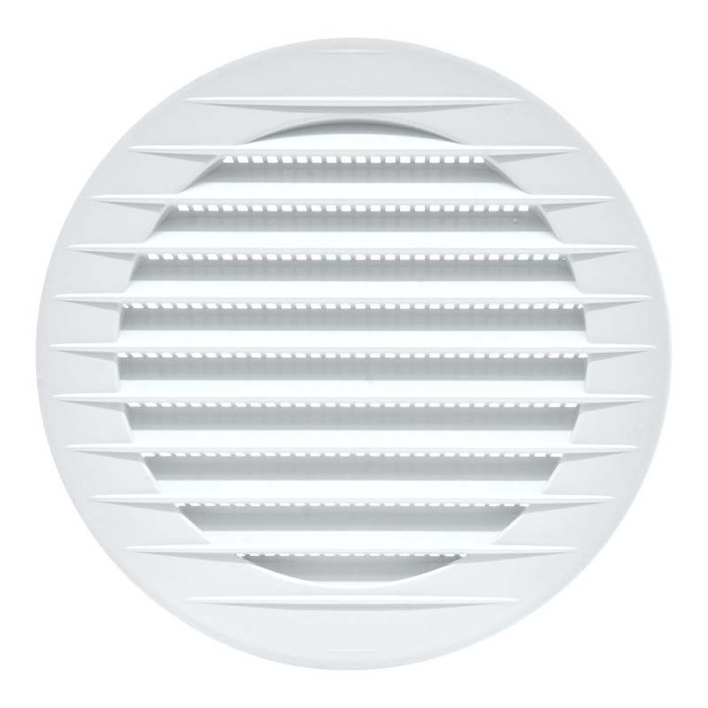 Rejilla ventilación redonda empotrable con mosquitera ø100mm, abs, blanca