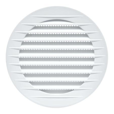 Rejilla ventilación redonda empotrable con mosquitera ø100mm, abs, blanca