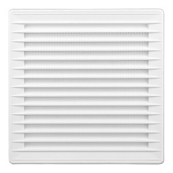 Rejilla ventilación cuadrada empotrable ajustable ø 80-150 con mosquitera 170x170x11,5mm abs blanca