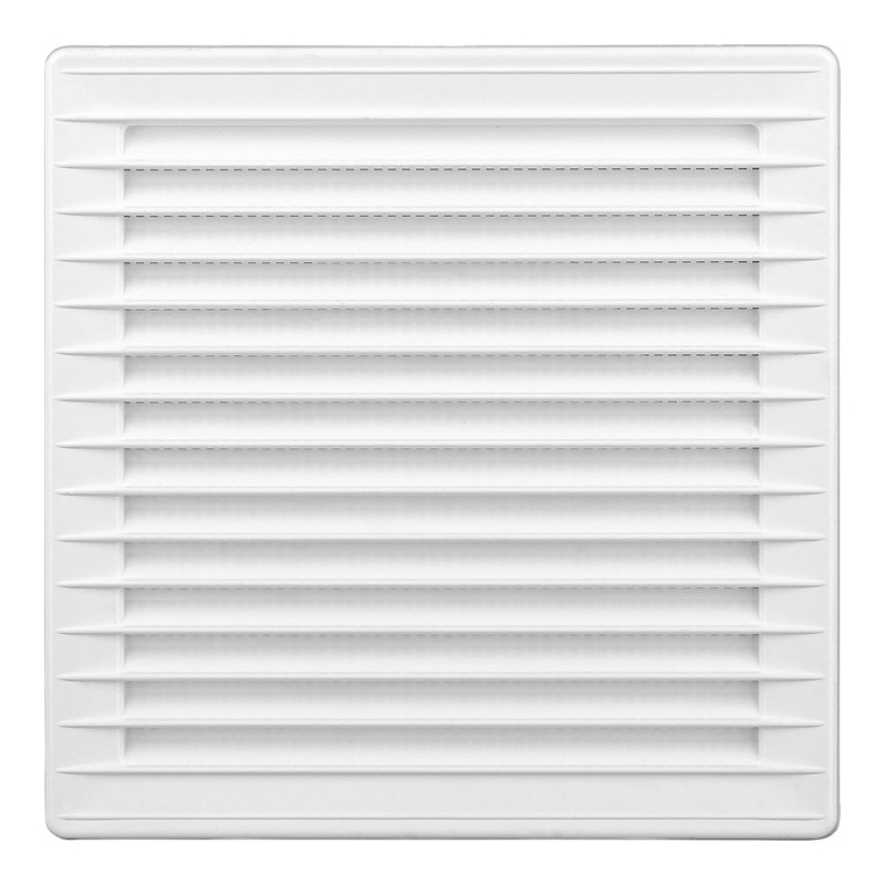 Rejilla ventilación cuadrada empotrable ajustable ø 80-150 con mosquitera 170x170x11,5mm abs blanca
