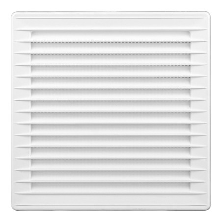 Rejilla ventilación cuadrada empotrable ajustable ø 80-150 con mosquitera 170x170x11,5mm abs blanca