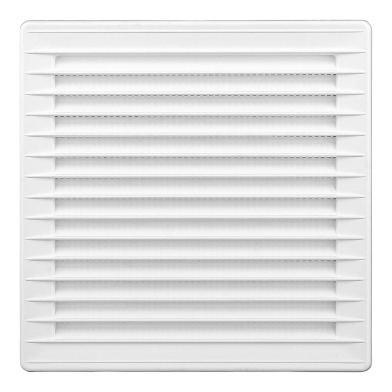 Rejilla ventilación cuadrada empotrable ø 100mm con mosquitera 170x170x10mm abs blanca