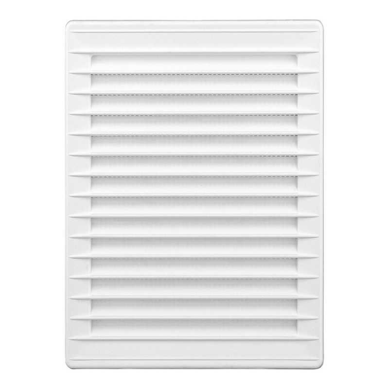 Rejilla ventilacíón rectangular empotrable mosquitera abs 137x207mm blanco