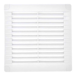 Rejilla ventilación cuadrada con tapones y mosquitera150x150x7mm abs blanca