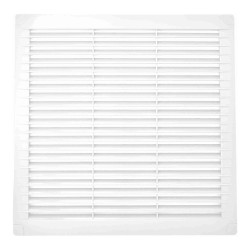 Rejilla ventilación cuadrada con tapones y mosquitera 300x300x7mm abs blanca