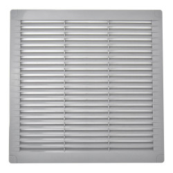 Rejilla ventilación cuadrada con tapones y mosquitera 300x300x7mm abs gris