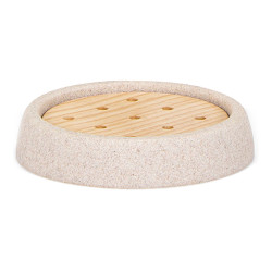 Jabonera arenisca y fresno ø10.5x2cm andrea house