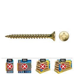 Caja 1000 unid. tornillo madera vlox rosca completa avellanado impronta pz ø3,5 x 10 mm. bicromatado