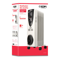Radiador de aceite 1500 w con 7 elementos, 37 x 16,5 x 73 cm