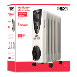 Radiador de aceite 2500 w con 11 elementos, 53,5 x 16,5 x 73 cm