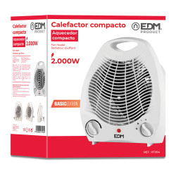Calefactor compacto 1000 - 2000 w blanco, 21 x 12,5 x 27 cm