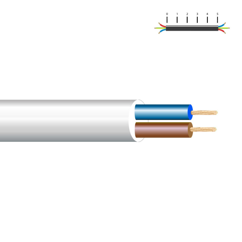 Manguera tubular h03vv-f 2 x 0,50 mm², blanca euro/m