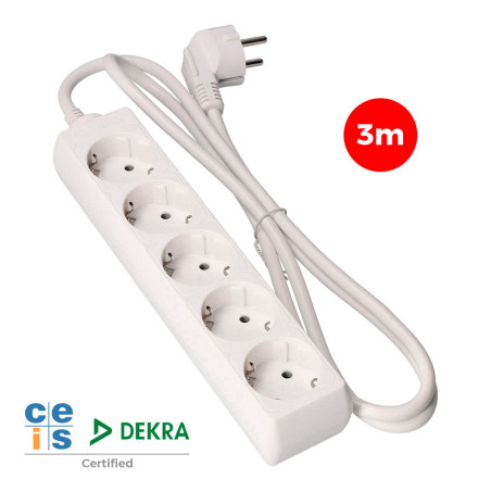 Base multiple 5 tomas t/tl 10/16a tipo f 3m. 3x1,5mm