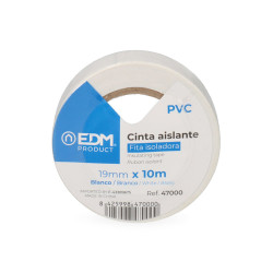 Cinta aislante calidad "supra" blanca 19 mm x 10 m