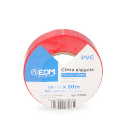 Cinta aislante calidad "supra" roja 19 mm x 20 m