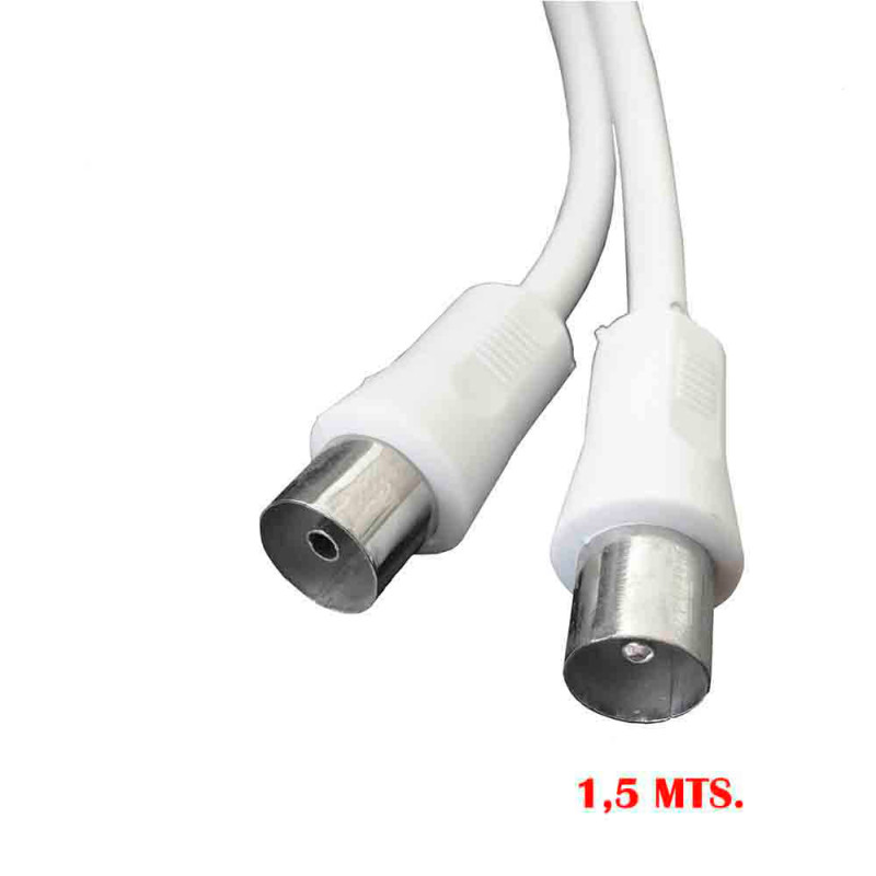 Prolongación tv-video recta 9,5mm 1,5m envasada blanca