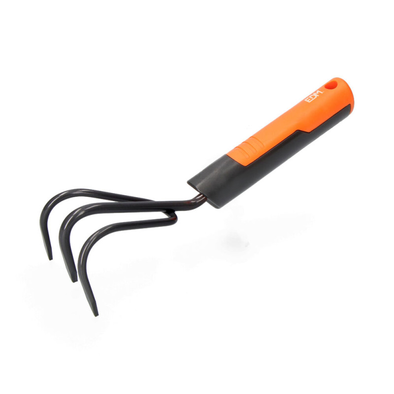 Cultivador 3 púas de jardineria color gris/naranja