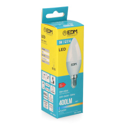 Bombilla vela led e14 5 w 400 lm 6400 k luz fria ø3,5 x 10 cm