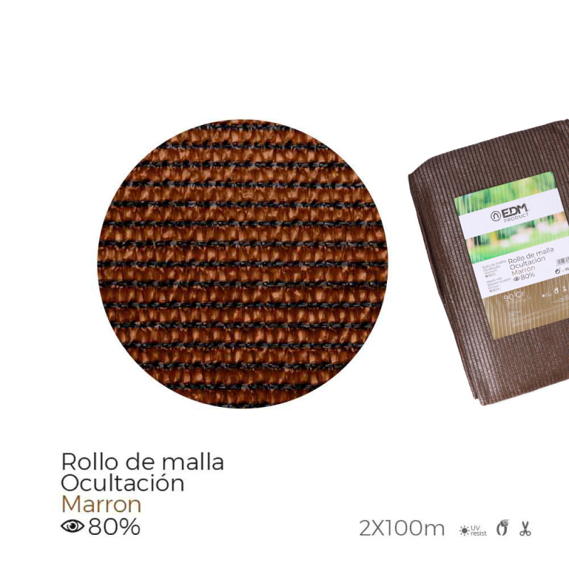 Malla de ocultación color marrón 90g 1,5x10m