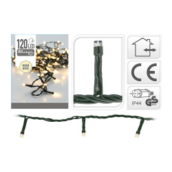 Guirnalda con función fija, uso exterior, blanco cálido, 120 leds, 9 m