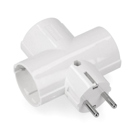 Clavija triple de baquelita tipo f t/tl 16a 250v blanca (envasada)