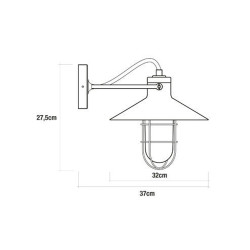 Aplique de pared metalico vintage e27 60 w color negro ø32 x 37 x 27,5 cm