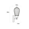 Aplique de pared metalico vintage e27 60 w color negro 11 x 16 x 32 cm