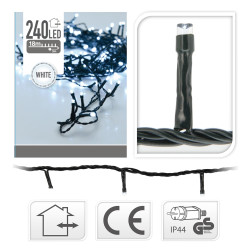 Guirnalda con función fija, uso exterior, blanco frío, 240 leds, 18 m